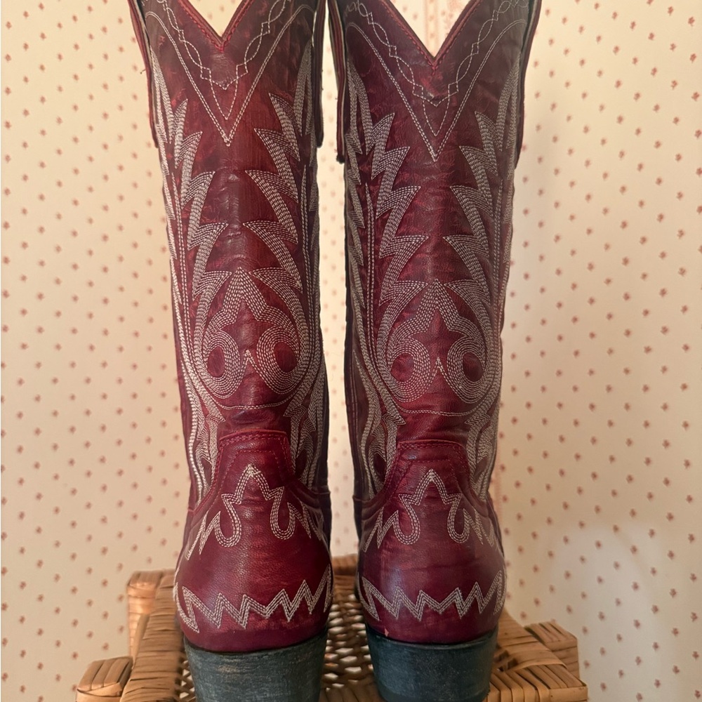 Old Gringo NEVADA SIZE 8 Burgundy and Cream Embroidered Western Boots - Picture 3 of 10